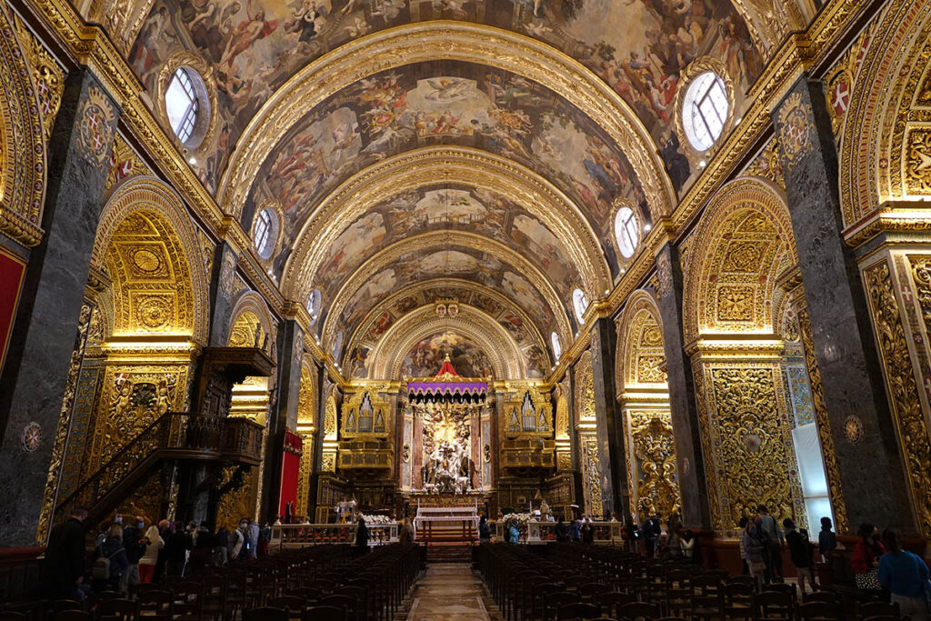 The interior of the magnificent St John's Co-Cathedral in Valletta.