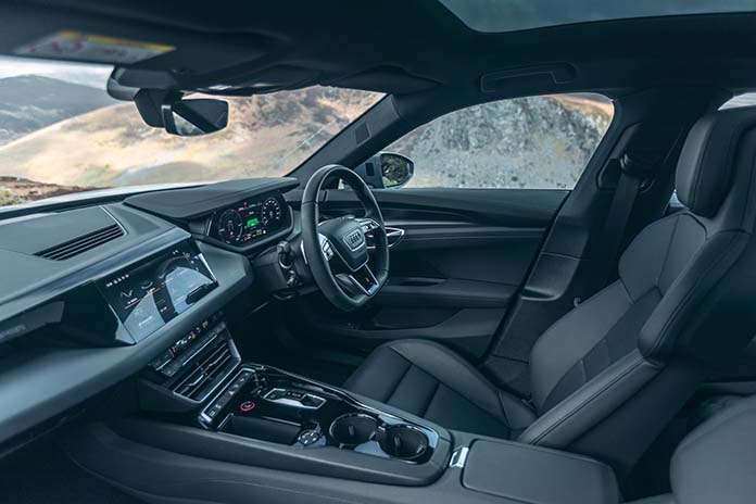 An interior view of the Audi e-tron GT.