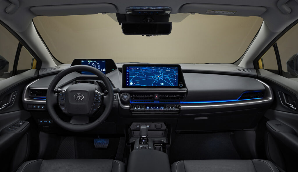 An interior shot of the new Prius