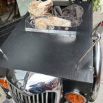 I saw this dog last year sleeping in the boot of a classic car. This time, he was in a cargo bike, fitted with a Riley grille.